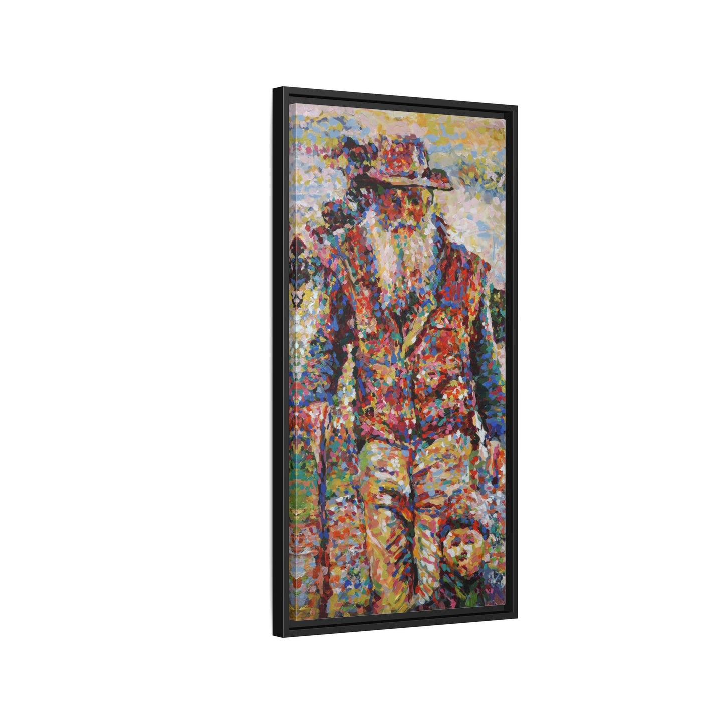 Farmer & Grandson - Framed Canvas